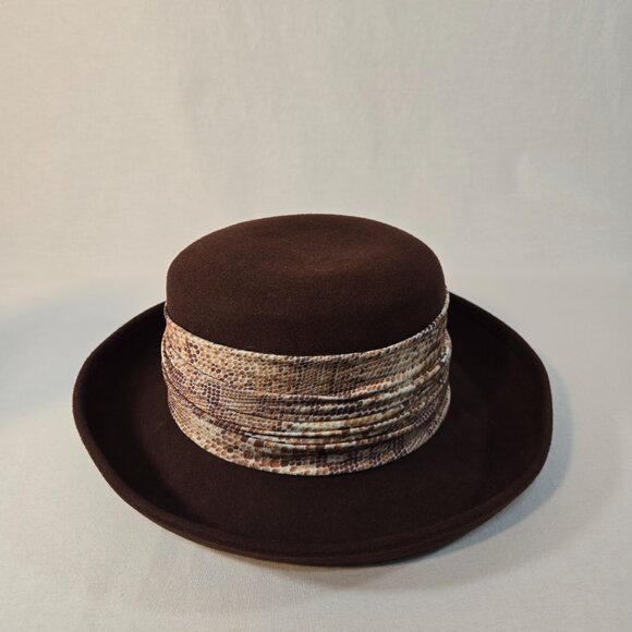 USA Vintage WPL 4384 Festival Artsy Rodeo Brown 100% Wool Rolled Brim Unisex HAT - Picture 9 of 17